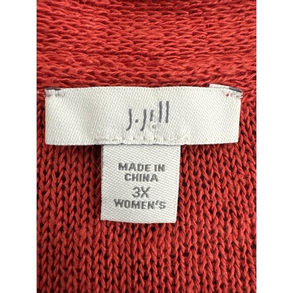 J Jill Women's Plus 3X One Linen Bld. Button LS Cardigan Sweater Orange EUC - Picture 6 of 10